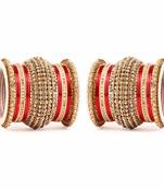 Red Chakri Shining Bangle Set For Two Hands