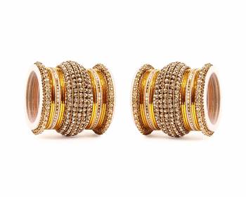 Yellow Chakri Shining Bangle Set For Two Hands 1