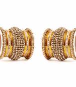 Yellow Chakri Shining Bangle Set For Two Hands