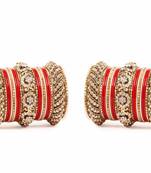 Solid Colored Red Bangle Set For Two Hands By Leshya