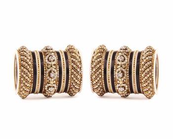 Solid Colored Black Bangle Set For Two Hands By Leshya 1