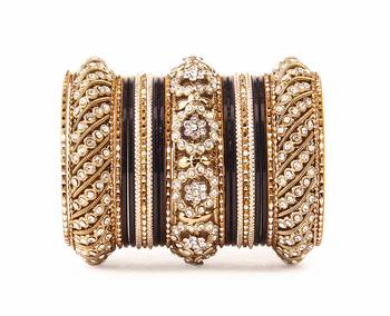 Solid Colored Black Bangle Set For Two Hands By Leshya 2