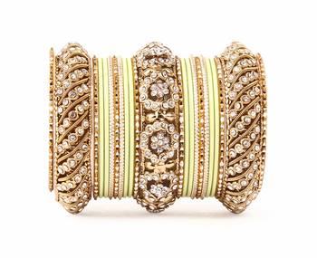 Solid Colored Pista Bangle Set For Two Hands By Leshya 2