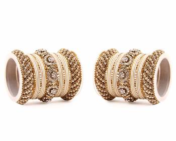Solid Colored Beige Bangle Set For Two Hands By Leshya 1