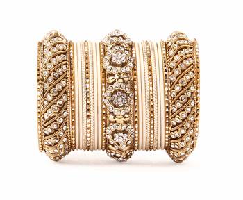 Solid Colored Beige Bangle Set For Two Hands By Leshya 2