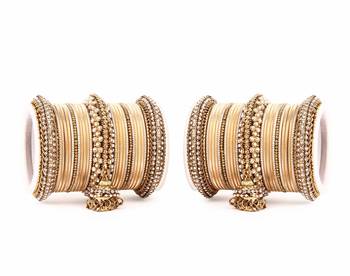 Traditional Jhumki Bangle Set By For Two Hands Golden 2