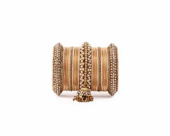 Traditional Jhumki Bangle Set By For Two Hands Golden 3