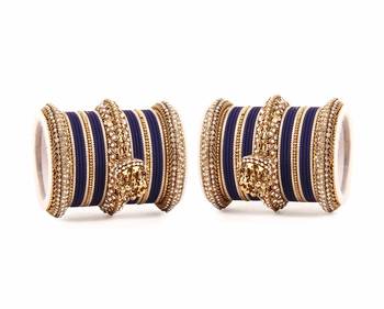 Traditional Jhumki Bangle Set By For Two Hands Blue 2