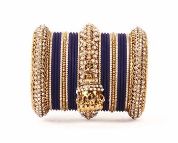 Traditional Jhumki Bangle Set By For Two Hands Blue 3