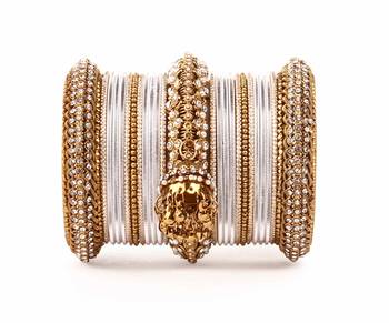 Traditional Jhumki Bangle Set By For Two Hands Silver Golden 3