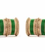 Bridal Neon Textured Bangle Set For Two Hands By Green