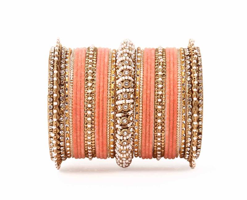 Beautiful Velvet Bangle And Pearl Set By For Two Hands By Peach