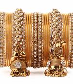 Traditional Shining Bangle Jhumki Bangle Set For Two Hands By Golden