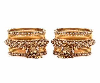 Traditional Shining Bangle Jhumki Bangle Set For Two Hands By Golden 2