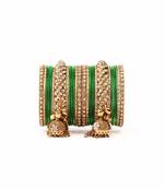 Traditional Shining Bangle Jhumki Bangle Set For Two Hands By Green