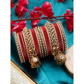 Traditional Shining Bangle Jhumki Bangle Set For Two Hands By Orange 1