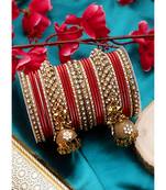 Traditional Shining Bangle Jhumki Bangle Set For Two Hands By Orange