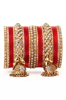Traditional Shining Bangle Jhumki Bangle Set For Two Hands By Orange