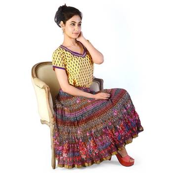 Rajasthani Multicolor Color Pure Cotton Short Skirt 2