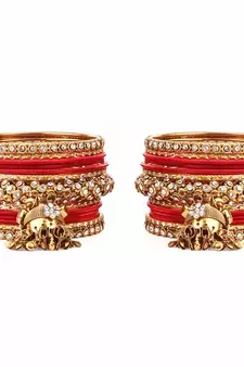 Leshya Gold Plated Aluminium Jhumka Bangles Set