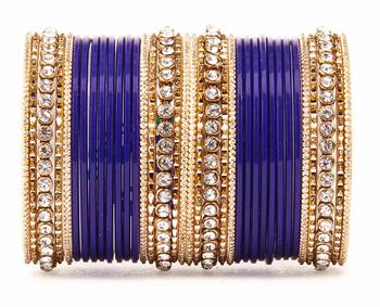 Simple Matte Textured Stone Bangle Design By For Women Blue 1