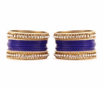 Simple Matte Textured Stone Bangle Design By For Women Blue 2