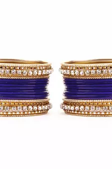 Simple Matte Textured Stone Bangle Design By For Women Blue
