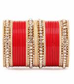 Simple Matte Textured Stone Bangle Design By For Women Red