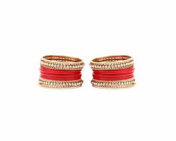 Simple Matte Textured Stone Bangle Design By For Women Red 2