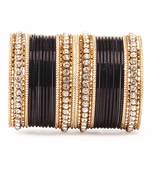 Simple Matte Textured Stone Bangle Design By For Women Black