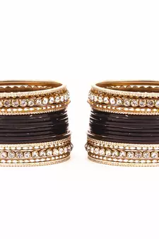Simple Matte Textured Stone Bangle Design By For Women Black