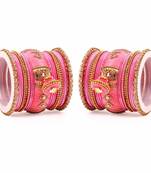 Bridal Silk Thread Bangle Set With Jhumki And Velvet Bangles For Two Hands Gajri