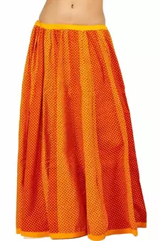 Ethnic Jaipuri Yellow Red Cotton Lehanga Skirt