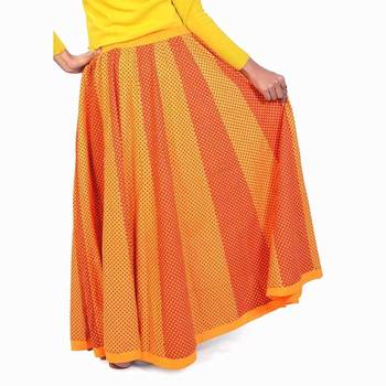 Ethnic Jaipuri Yellow Red Cotton Lehanga Skirt 2