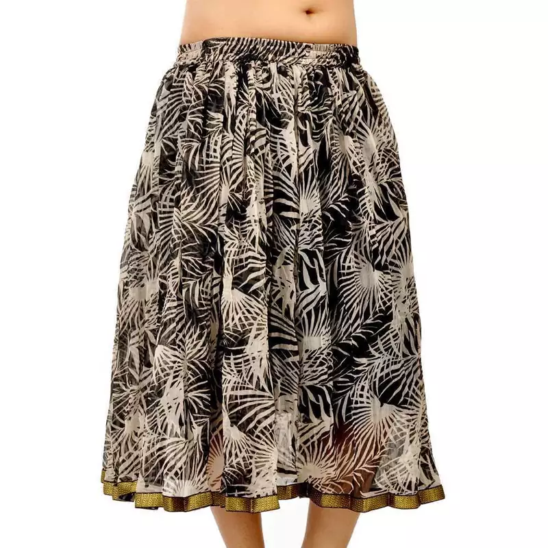 Bollywood Style Black And Cream Chiffon Skirt