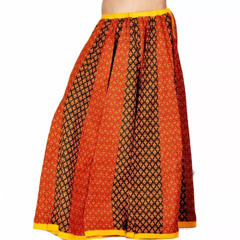 Jaipuri Ethnic Red Black Cotton Lehanga Skirt
