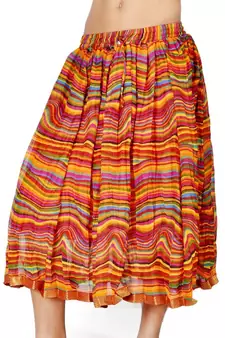 Stylish Multicolor Color Ethnic Chiffon Short Skirt