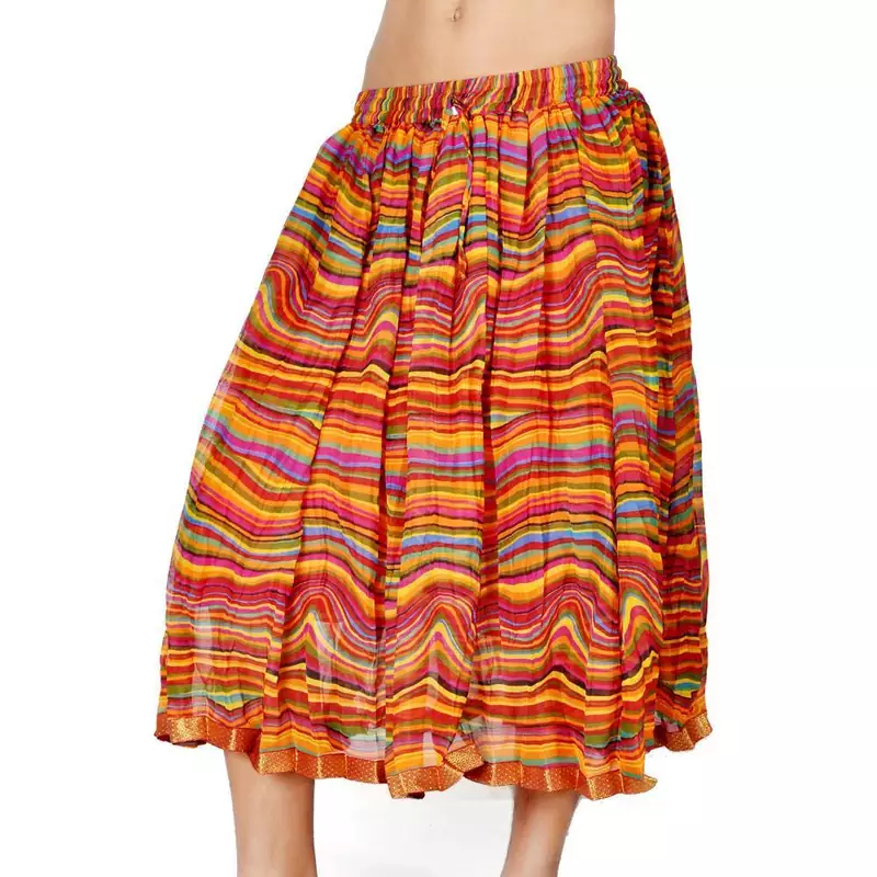 Stylish Multicolor Color Ethnic Chiffon Short Skirt