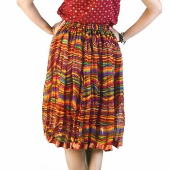 Stylish Multicolor Color Ethnic Chiffon Short Skirt 2