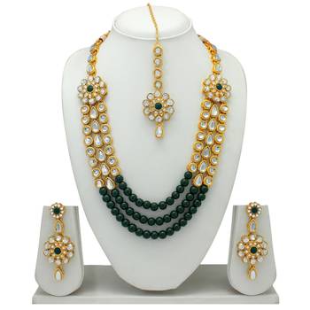 Atasi International Kundan Gold Antique Plated Necklace Set   1