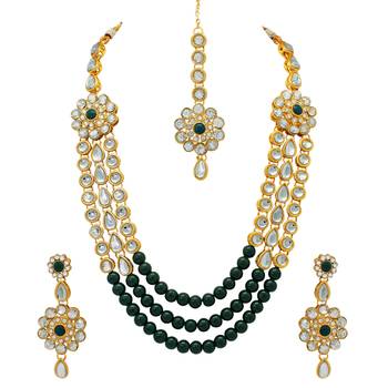 Atasi International Kundan Gold Antique Plated Necklace Set   2