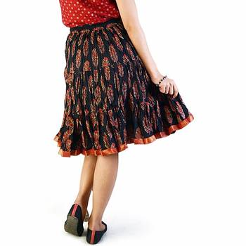 Ethnic Jaipuri Fine Black Cotton Short Skirt 2
