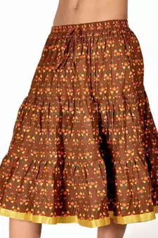 Rajasthani Brown And Yellow Cotton Short Skirt