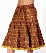 Rajasthani Brown And Yellow Cotton Short Skirt