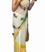 white embroidered net saree with blouse