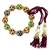Handcrafted Multicolor Thread Gold Plated Pearl CZ Free Size Stretchable Bracelet Bangle Combo For Kids Girls Women
