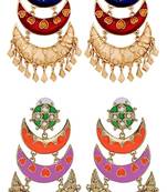 Designer Gold Plated Meenakari Multicolor Large Chandelier Earring Combo For Women