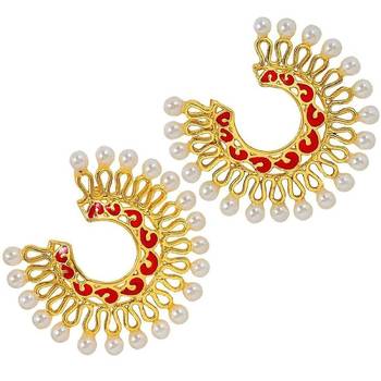 Chaand Bali Filigree Gold Plated Multicolor Meenakari Pearl Earring Combo For Women 2