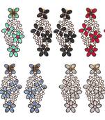 Floral Multicolor Kundan Gold Plated Dangling Delicate Earring Combo For Women