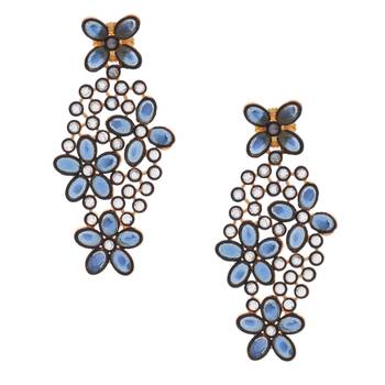 Floral Multicolor Kundan Gold Plated Dangling Delicate Earring Combo For Women 5